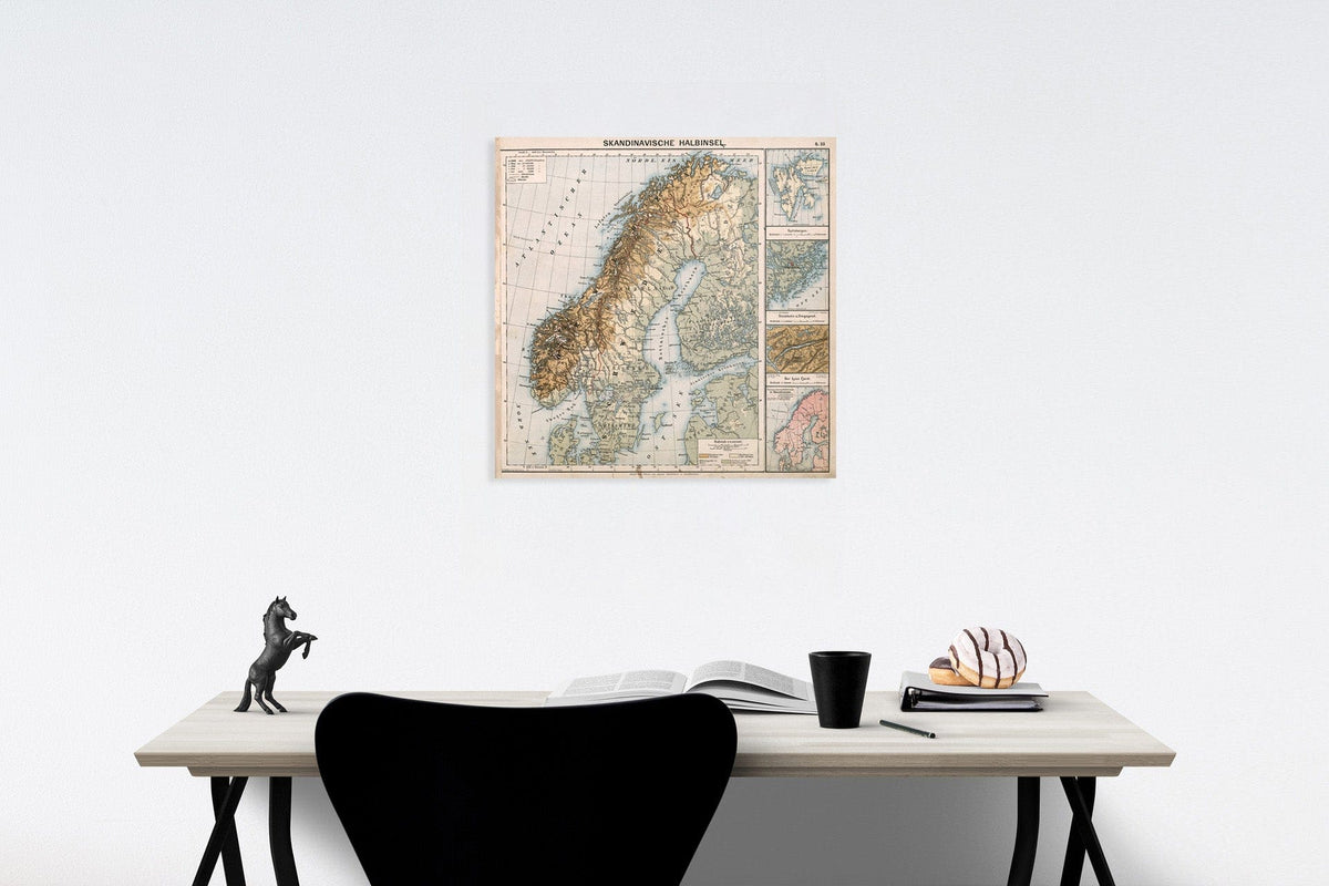 Historic Map : S33. Skandinavische Halbinsel., 1883, Vintage Wall Decor