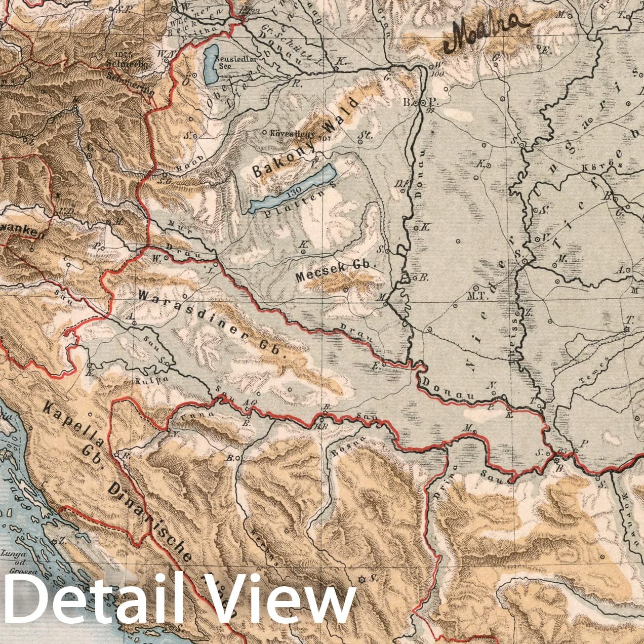 Historic Map : S34. Oesterreich - Ungarn, Physikalisch., 1883, Vintage Wall Decor