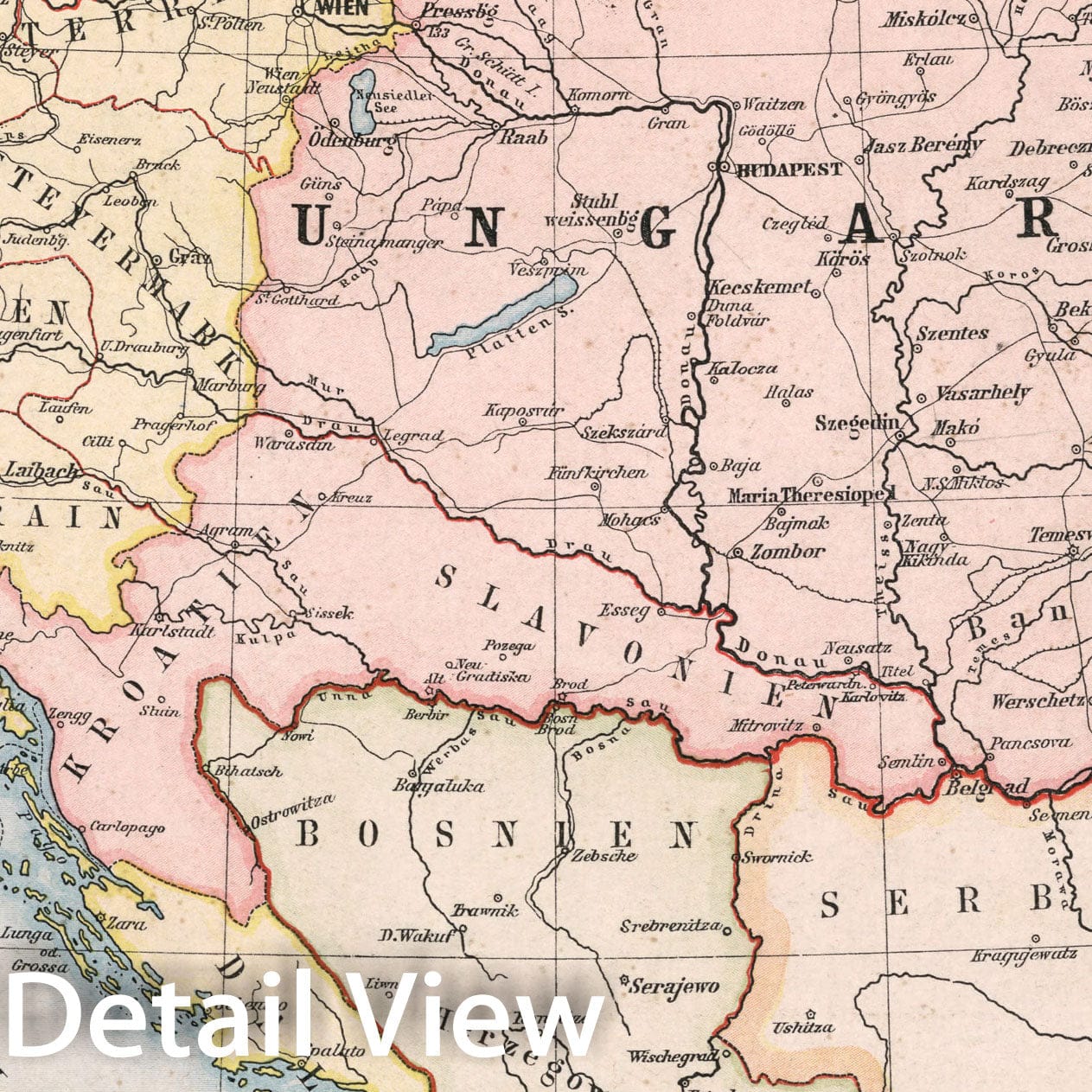 Historic Map : S35. Oesterreich - Ungarn, Politisch., 1883, Vintage Wall Decor