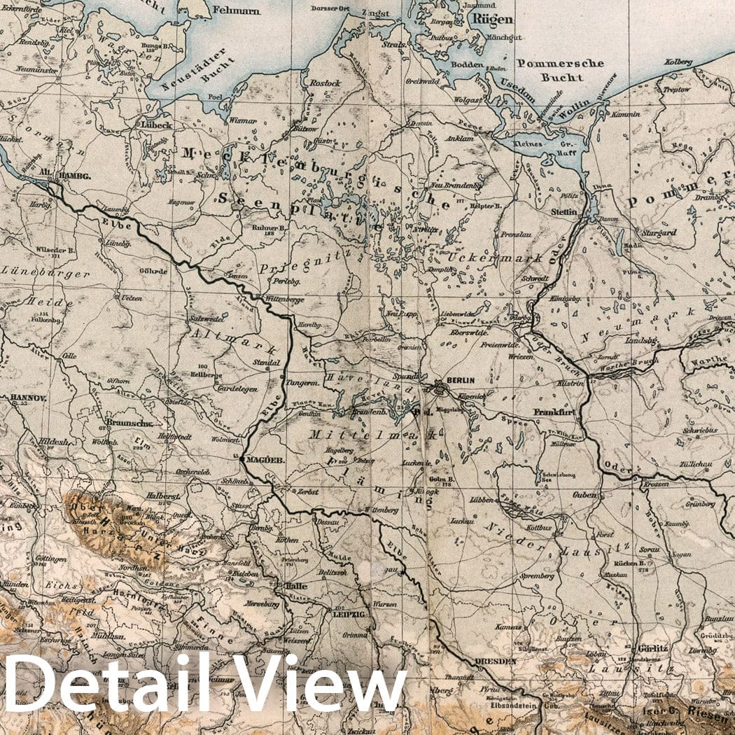 Historic Map : S38-S39. Nord-Deutschland, Physikalisch., 1883, Vintage Wall Decor