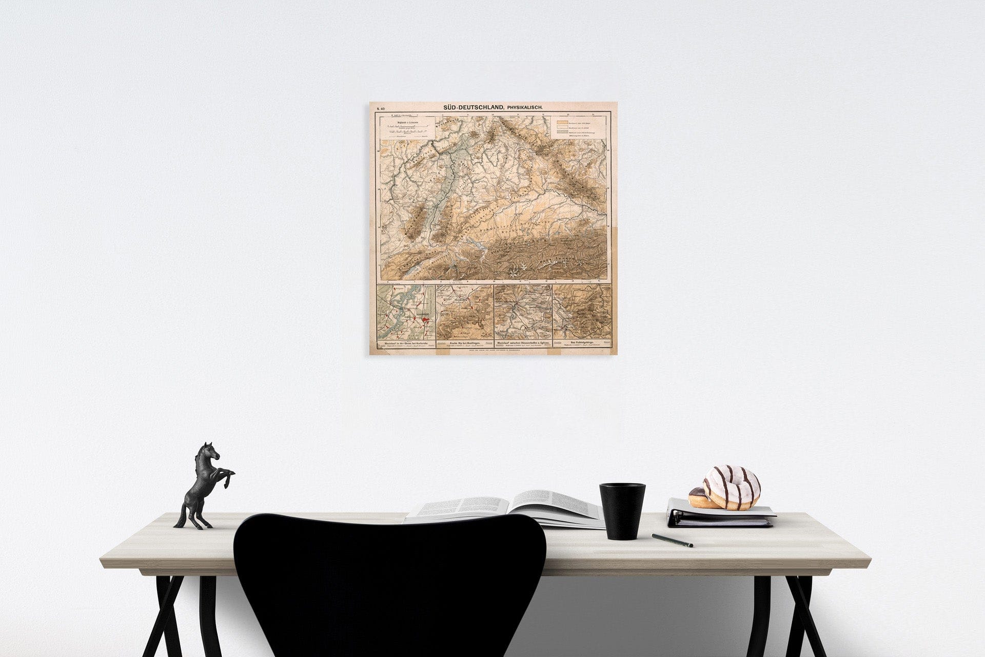 Historic Map : S40. Sued-Deutschland, Physikalisch., 1883, Vintage Wall Decor