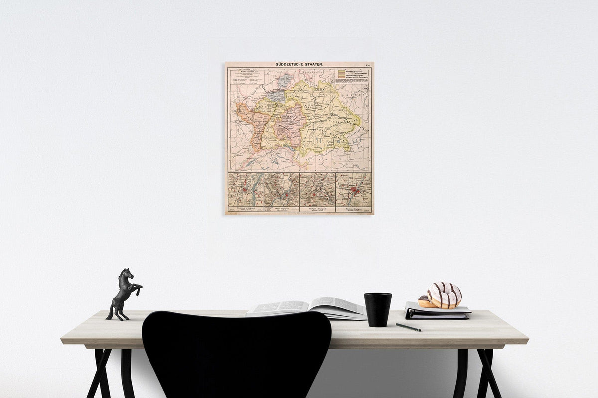 Historic Map : S41. Sueddeutsche Staaten., 1883, Vintage Wall Decor