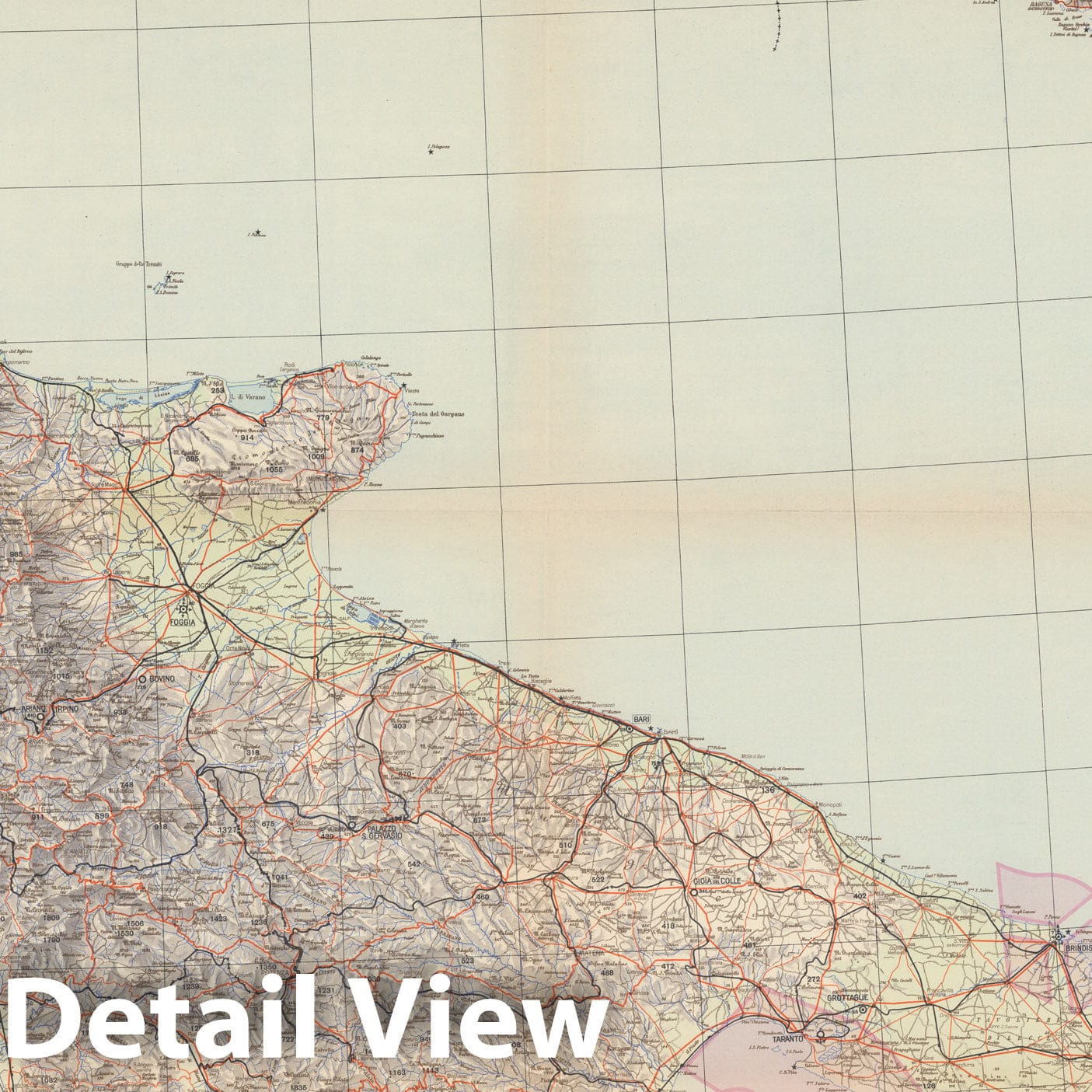 Historic Map : Foglio IV. Carta Aeronautica D'Italia. Reale Unione Natzionale Aeronautica., 1938, Vintage Wall Decor