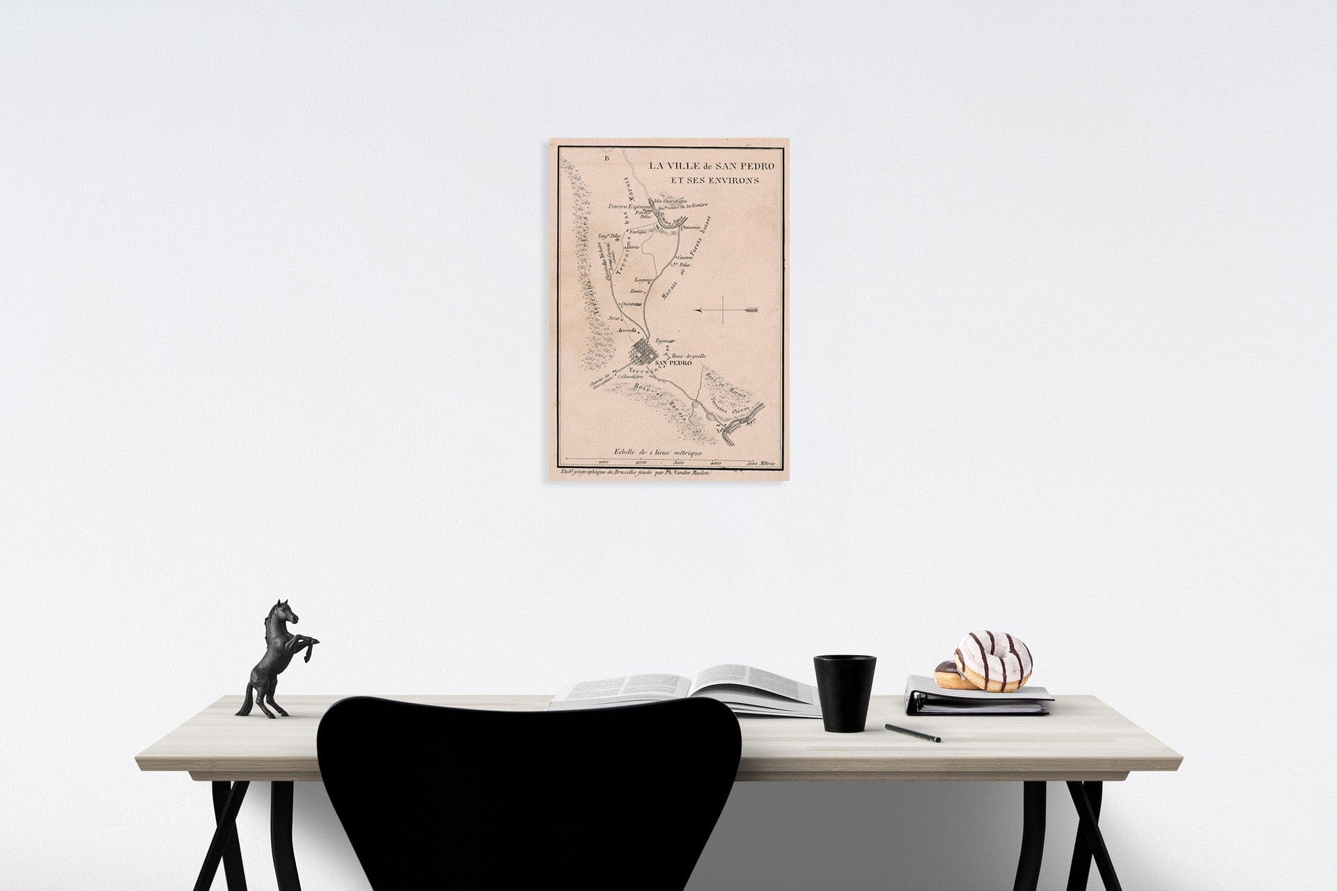 Historic Map : La Ville de San Pedro et ses Environs., 1862, Vintage Wall Decor