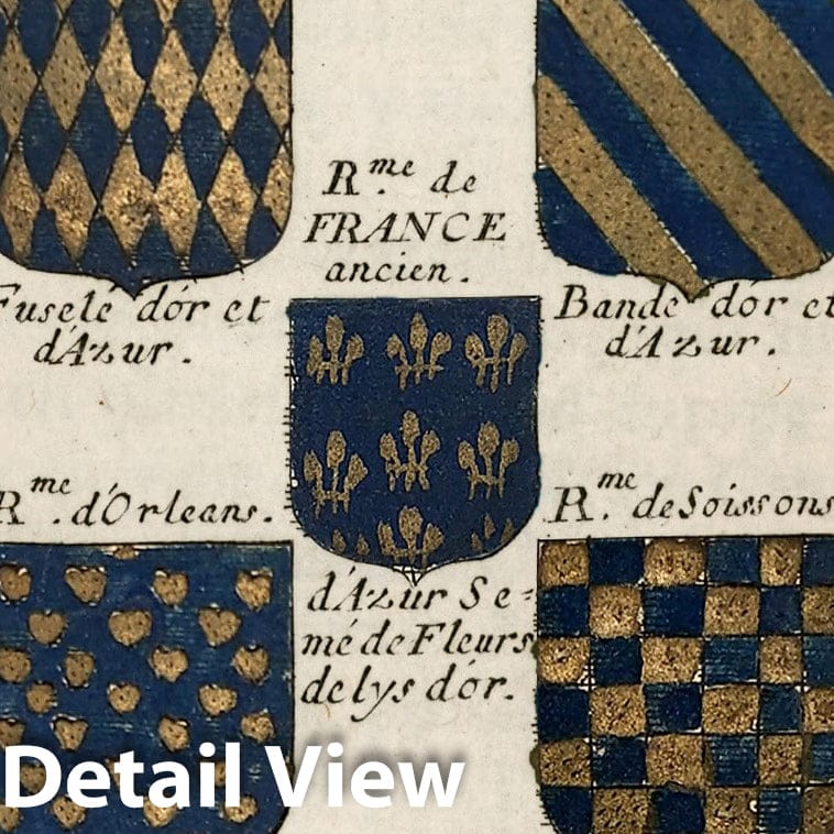 Historic Map : View: Royaume de France (coats of arms)., 1682, Vintage Wall Decor