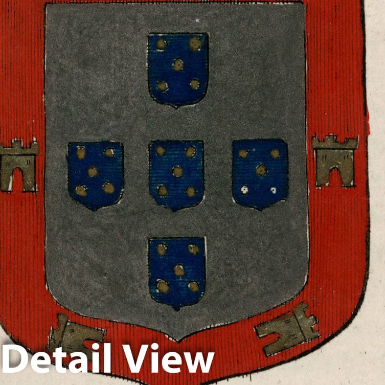 Historic Map : View: Portugal (coat-of-arms)., 1682, Vintage Wall Decor