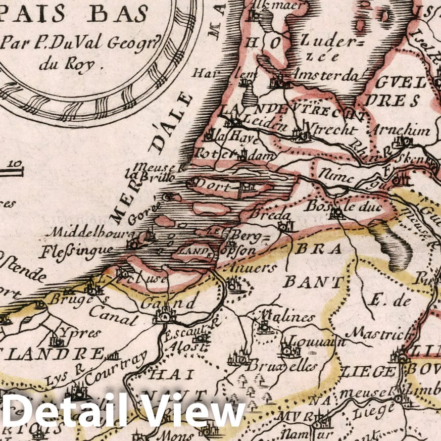 Historic Map : Les XVII Provinces des Pais Bas., 1682, Vintage Wall Decor