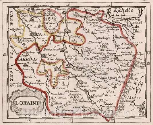 Historic Map : Lo'raine., 1682, Vintage Wall Decor