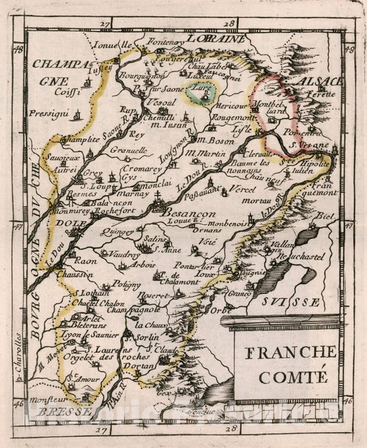 Historic Map : Franche Compte., 1682, Vintage Wall Decor