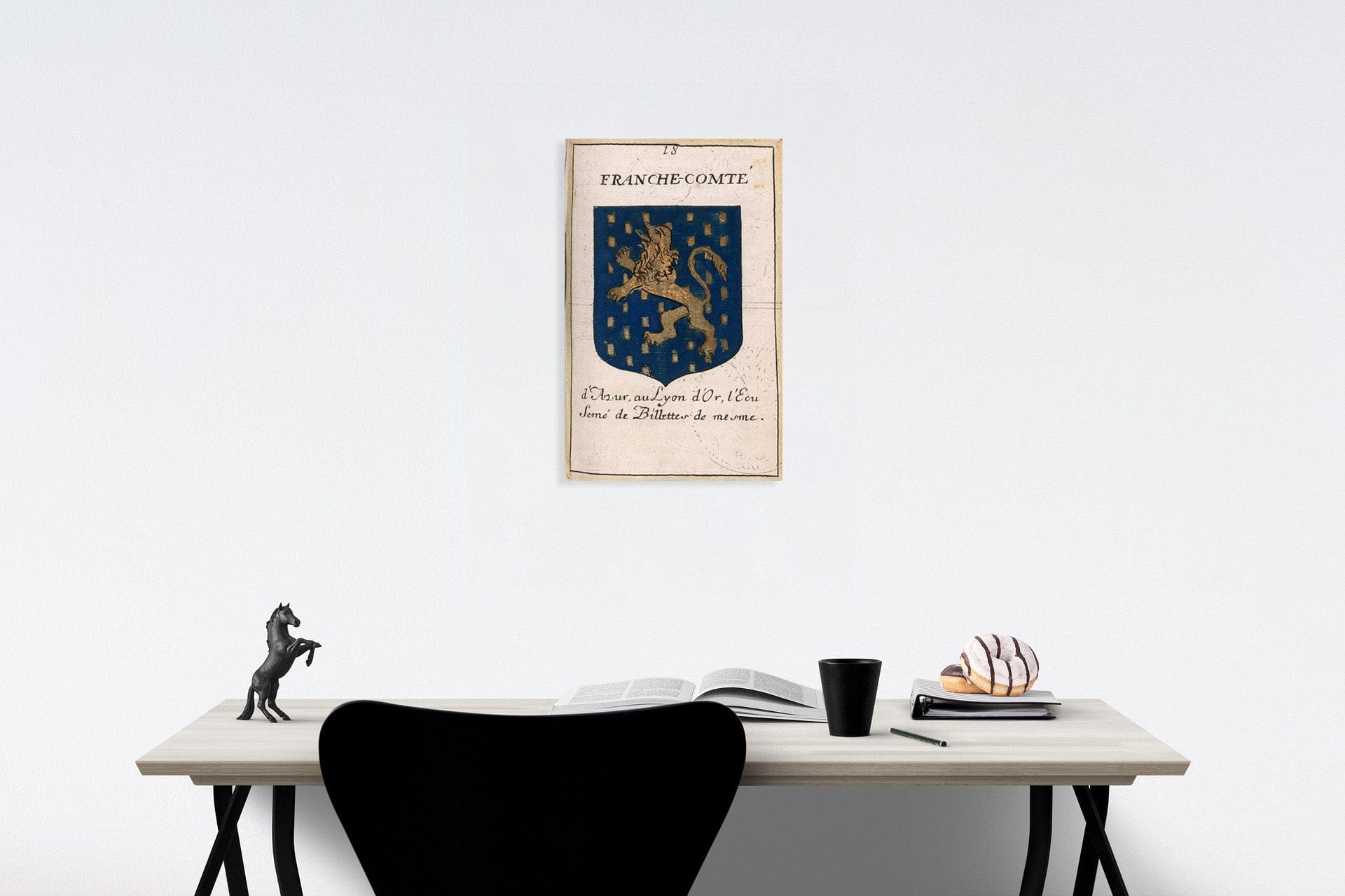 Historic Map : View: Franche Comte (coat-of-arms)., 1682, Vintage Wall Decor