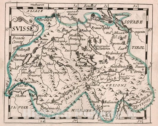 Historic Map : Suisse., 1682, Vintage Wall Decor