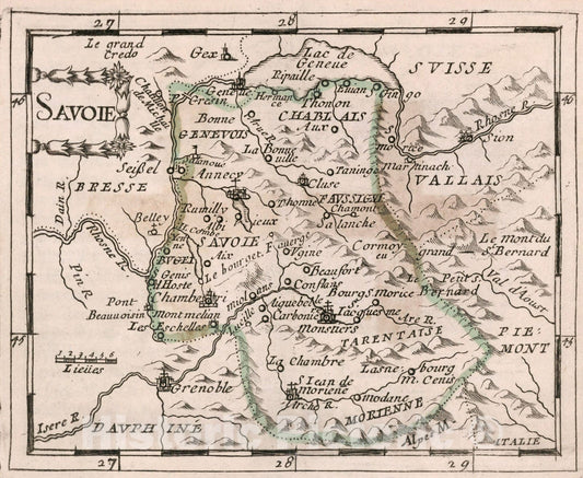 Historic Map : Savoie., 1682, Vintage Wall Decor
