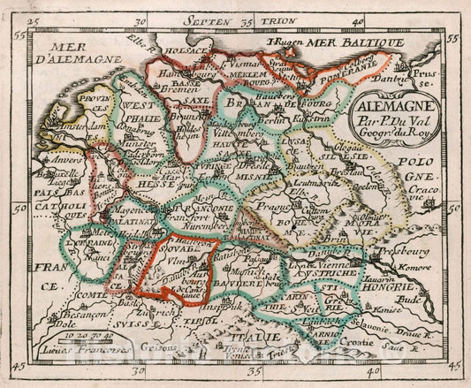 Historic Map : Alllemagne., 1682, Vintage Wall Decor