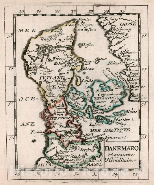Historic Map : Danemarque., 1682, Vintage Wall Decor