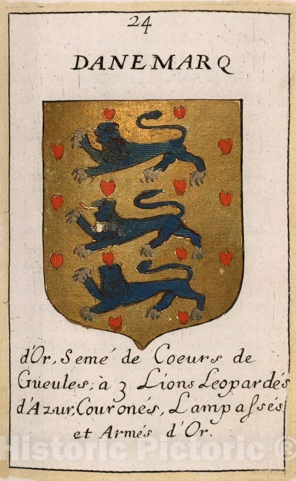 Historic Map : View: Danemarq (coat-of-arms)., 1682, Vintage Wall Decor
