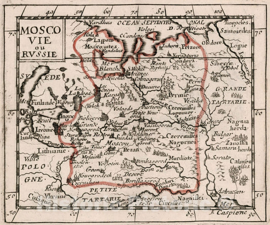 Historic Map : Moscovie ou Russie., 1682, Vintage Wall Decor