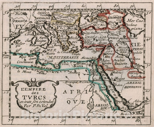 Historic Map : L'Empire des Turcs., 1682, Vintage Wall Decor