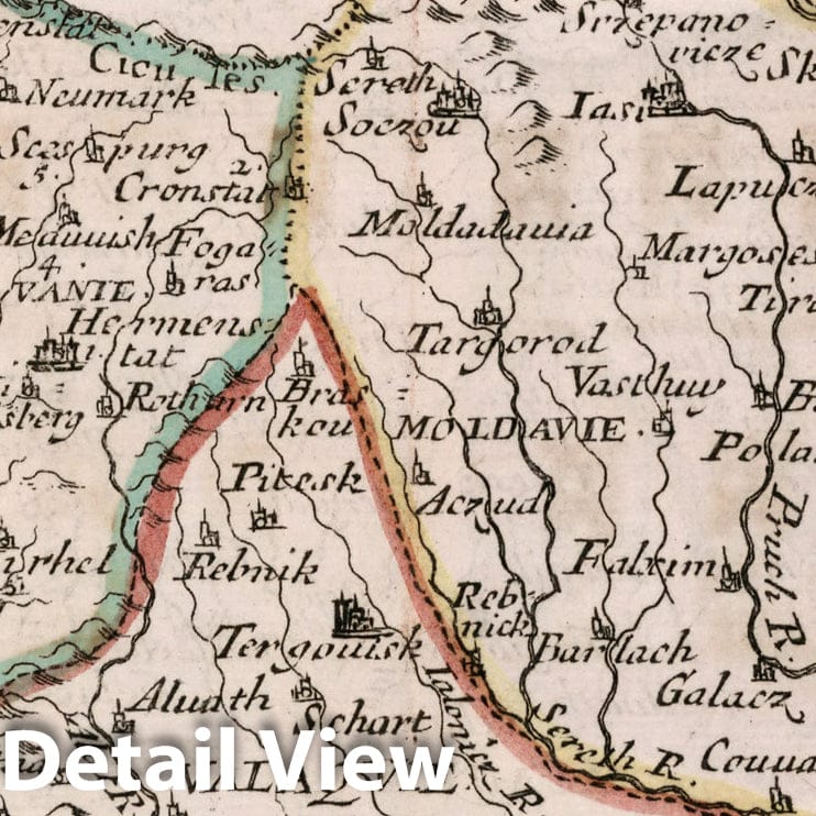 Historic Map : Transilvanie, Valaquie, et Moldavie., 1682, Vintage Wall Decor