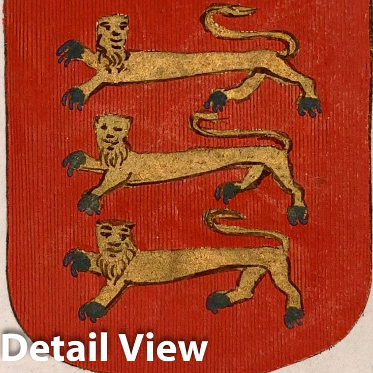 Historic Map : View: Angleterre (coat-of-arms)., 1682, Vintage Wall Decor