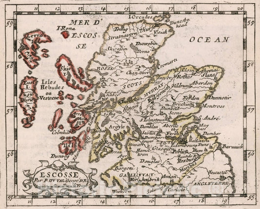 Historic Map : Escosse., 1682, Vintage Wall Decor