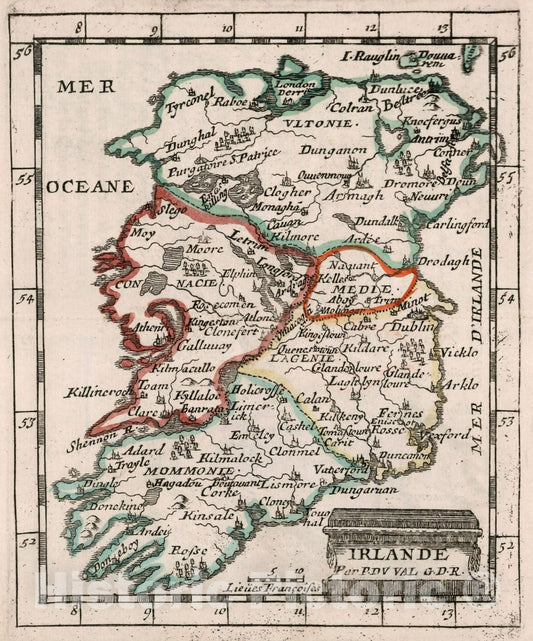 Historic Map : Irlande., 1682, Vintage Wall Decor
