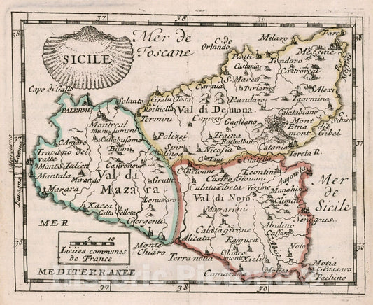 Historic Map : Sicile., 1682, Vintage Wall Decor
