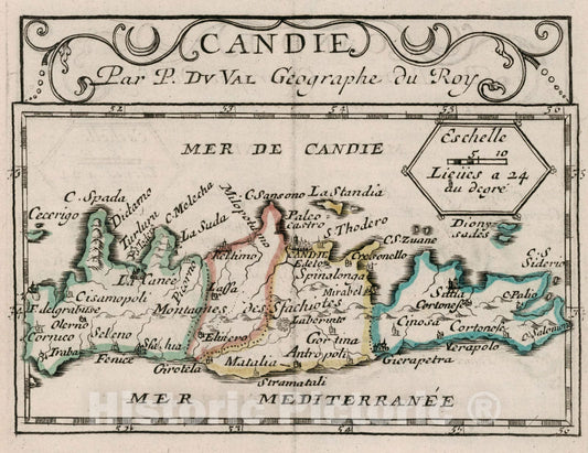 Historic Map : Candie., 1682, Vintage Wall Decor