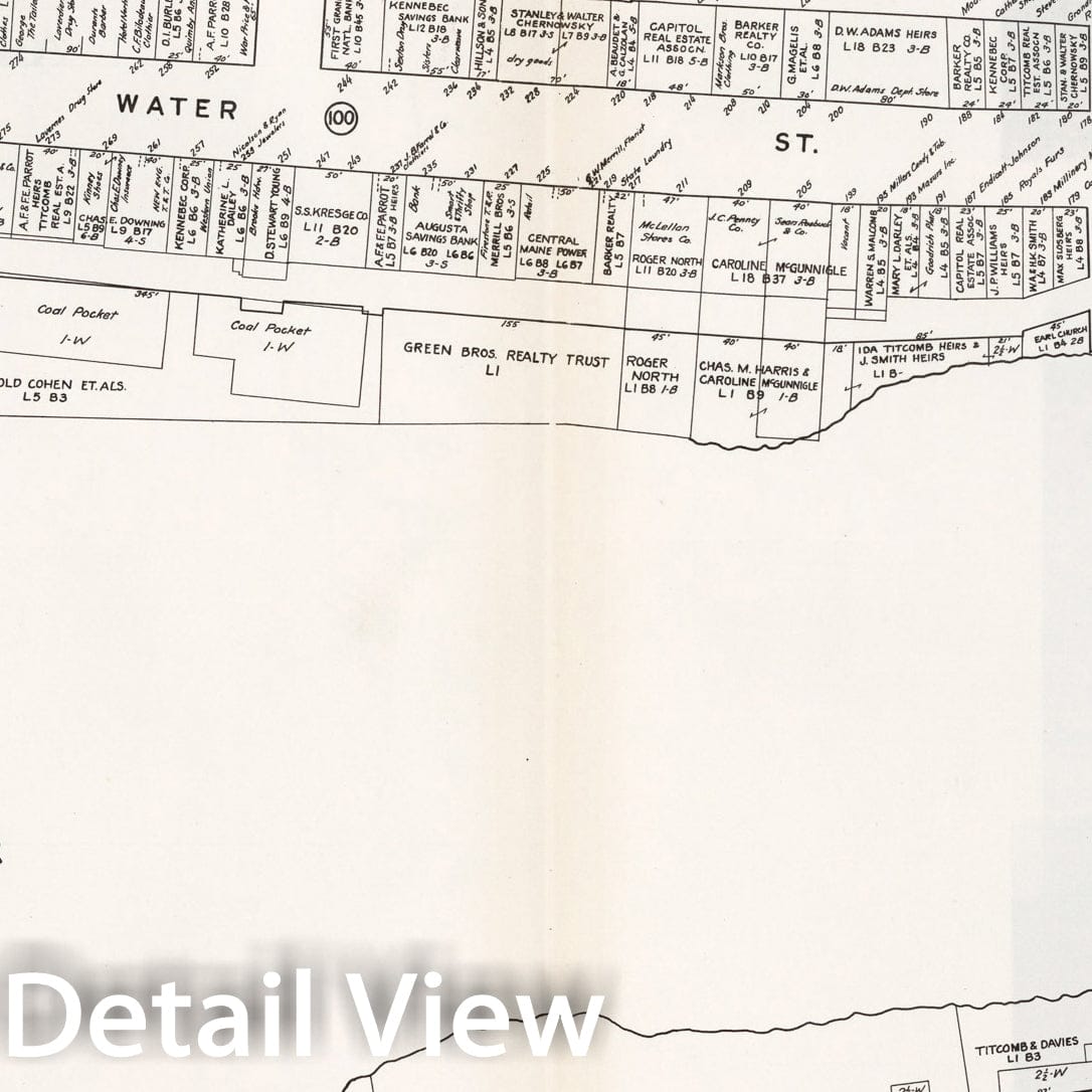 Historic Map : Business Section, City of Augusta (Maine)., 1946, Vintage Wall Decor