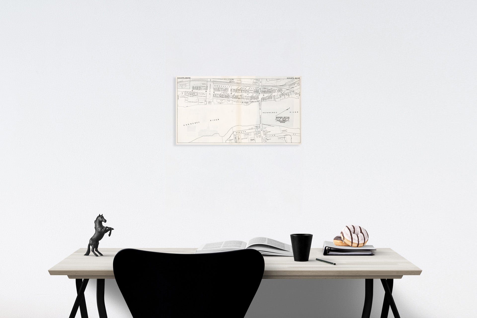 Historic Map : Business Section, City of Augusta (Maine)., 1946, Vintage Wall Decor