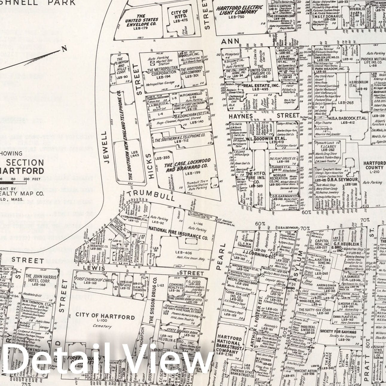 Historic Map : Business Section, City of Hartford (Connecticut)., 1946, Vintage Wall Decor