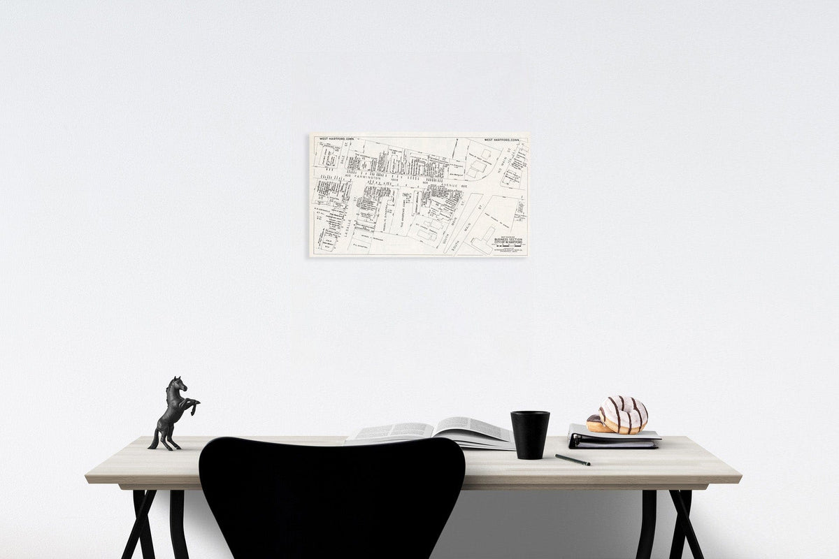 Historic Map : Business Section, City of West-Hartford (Connecticut)., 1946, Vintage Wall Decor