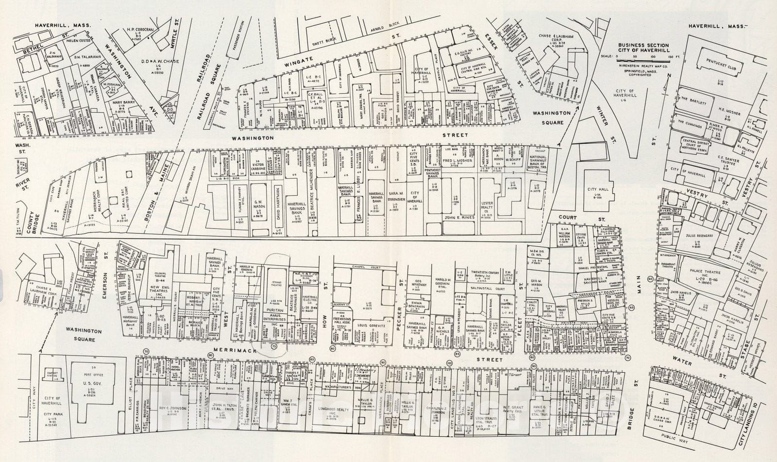 Historic Map : Business Section, City of Haverhill (Massachusetts)., 1946, Vintage Wall Decor