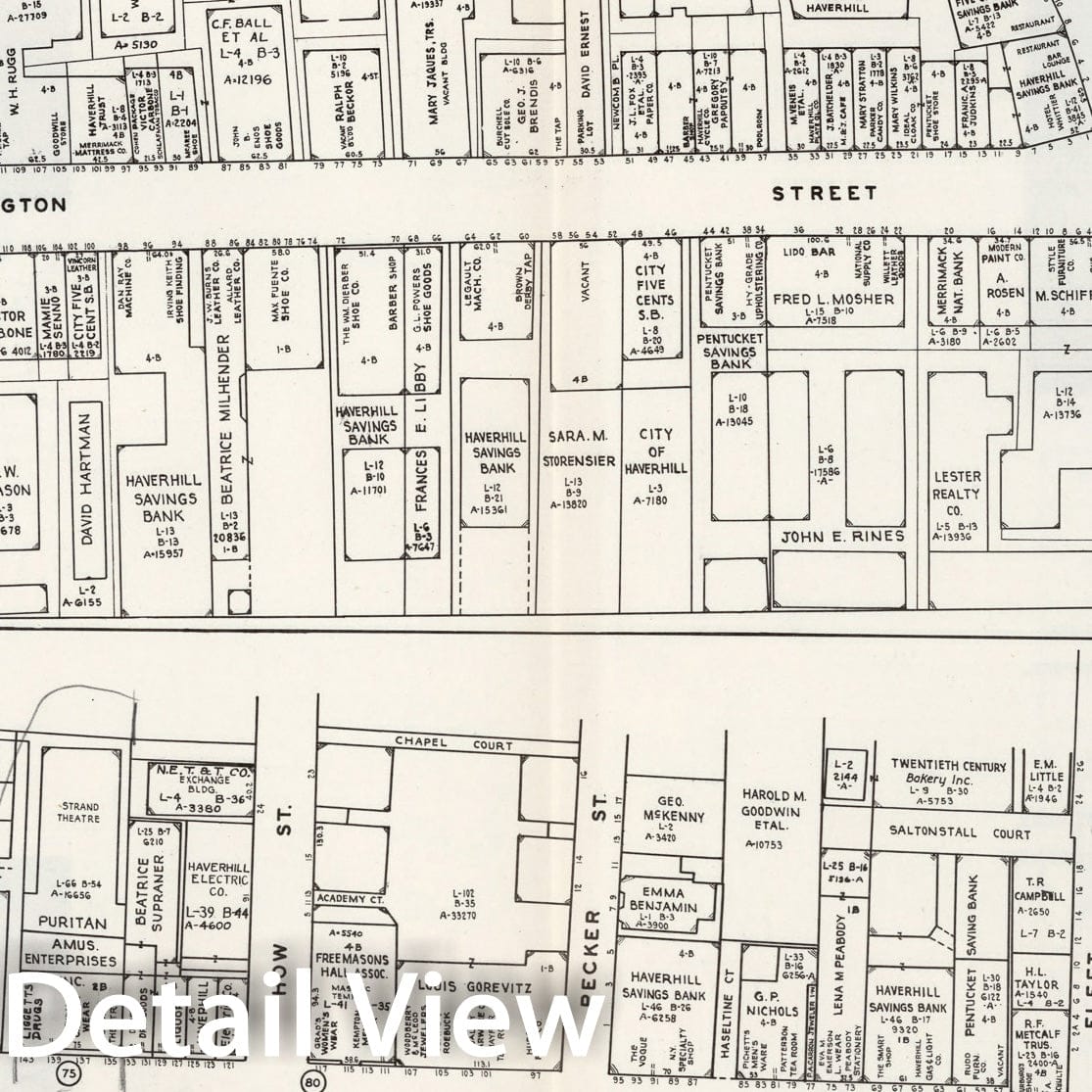 Historic Map : Business Section, City of Haverhill (Massachusetts)., 1946, Vintage Wall Decor