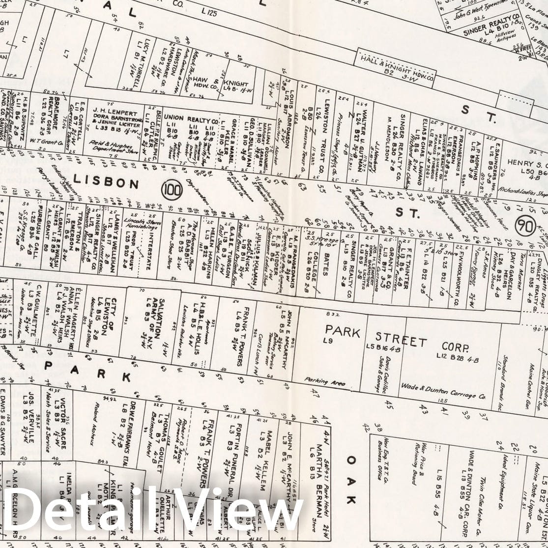 Historic Map : Business Section City of Lewiston (Maine)., 1946, Vintage Wall Decor