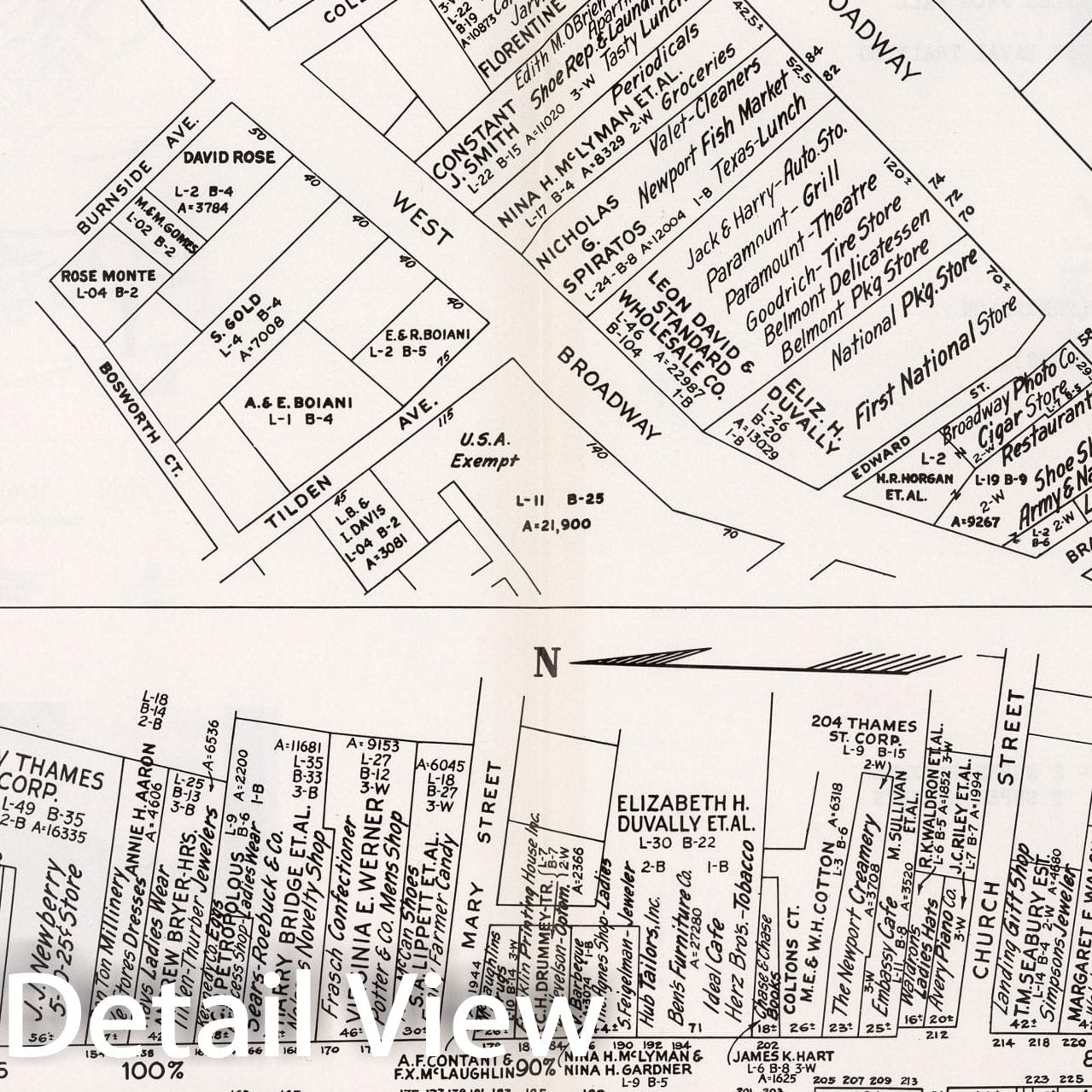 Historic Map : Business Section, City of Newport (Rhode Island)., 1946, Vintage Wall Decor