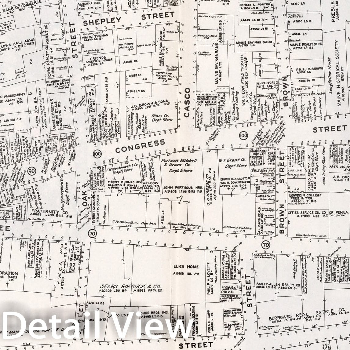Historic Map : Business Section, City of Portland (Maine)., 1946, Vintage Wall Decor
