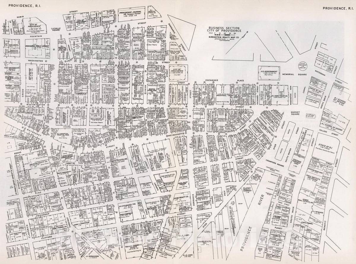 Historic Map : Business Section, City of Providence (Rhode Island)., 1946, Vintage Wall Decor