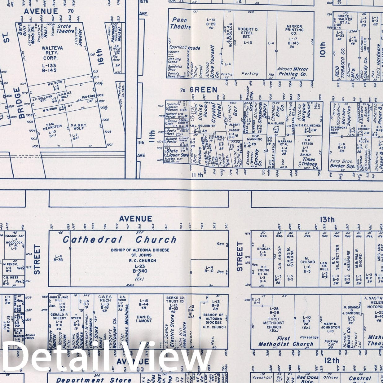 Historic Map : Business Section, City of Altoona (Pennsylvania)., 1950, Vintage Wall Decor