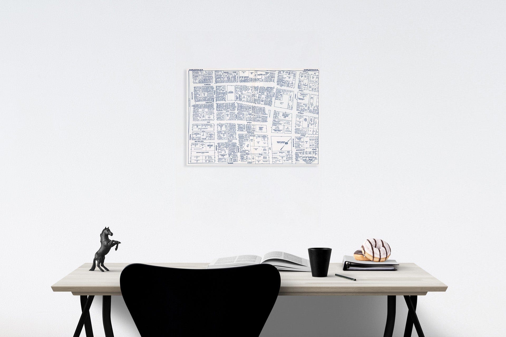 Historic Map : Business Section, City of Charleston (West Virginia)., 1950, Vintage Wall Decor