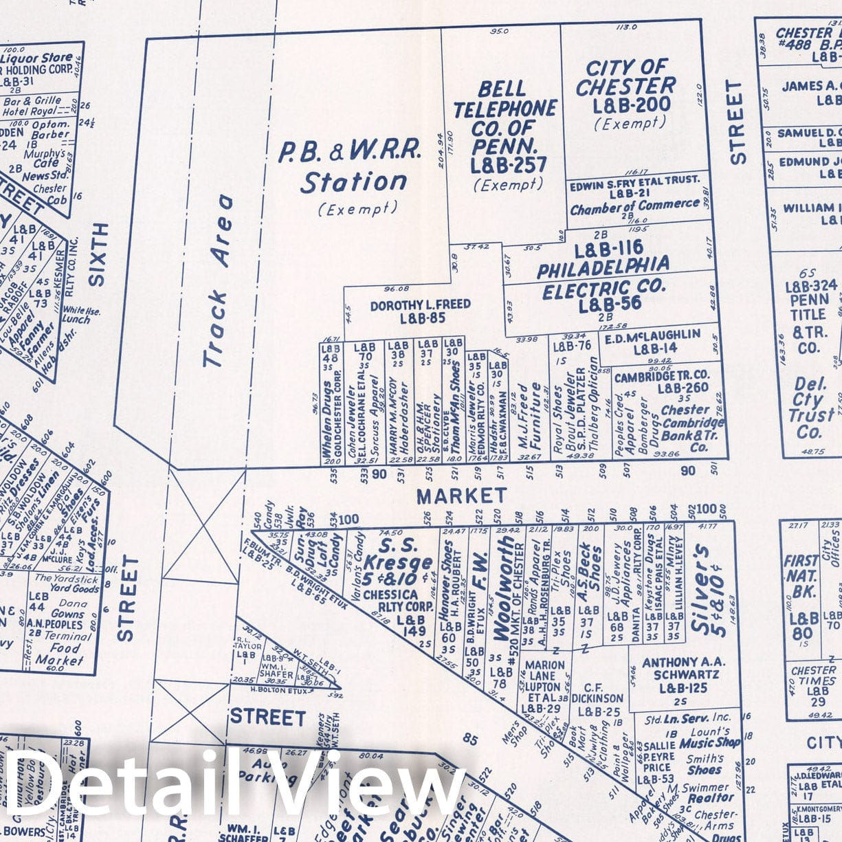 Historic Map : Business Section, City of Chester (Pennsylvania)., 1950, Vintage Wall Decor