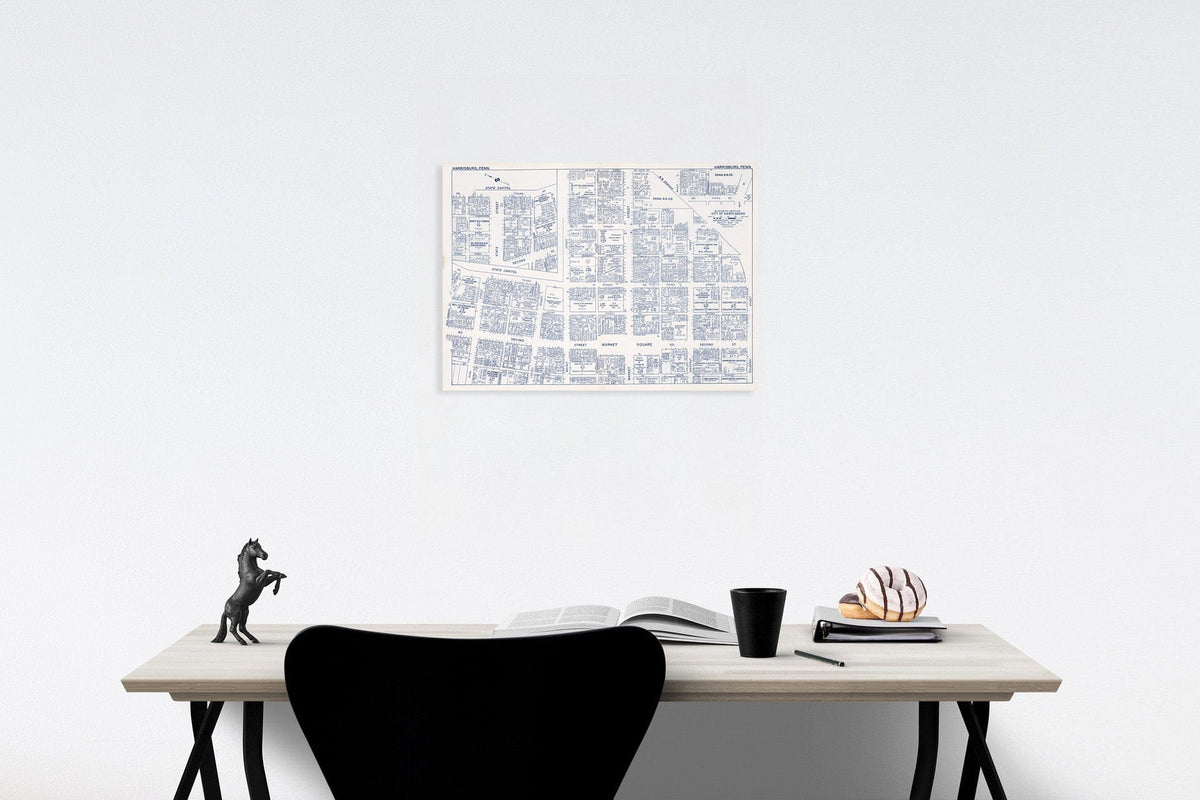 Historic Map : Business Section, City of Harrisburg (Pennsylvania)., 1950, Vintage Wall Decor