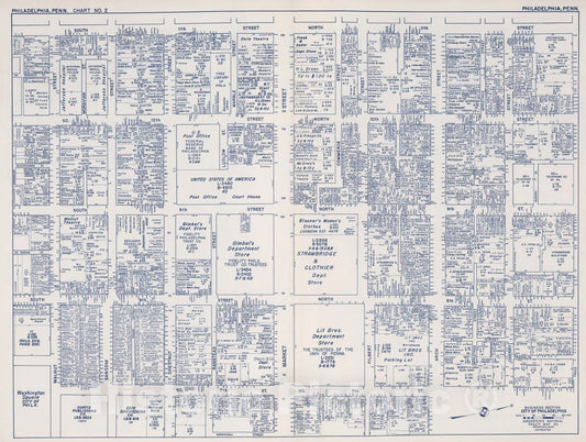 Historic Map : Business Section, City of Philadelphia (Pennsylvania). Chart No. 2., 1950, Vintage Wall Decor