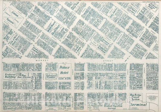 Map : Business Section, City of San Francisco (California). Sheet one of 2, Vintage Wall Decor
