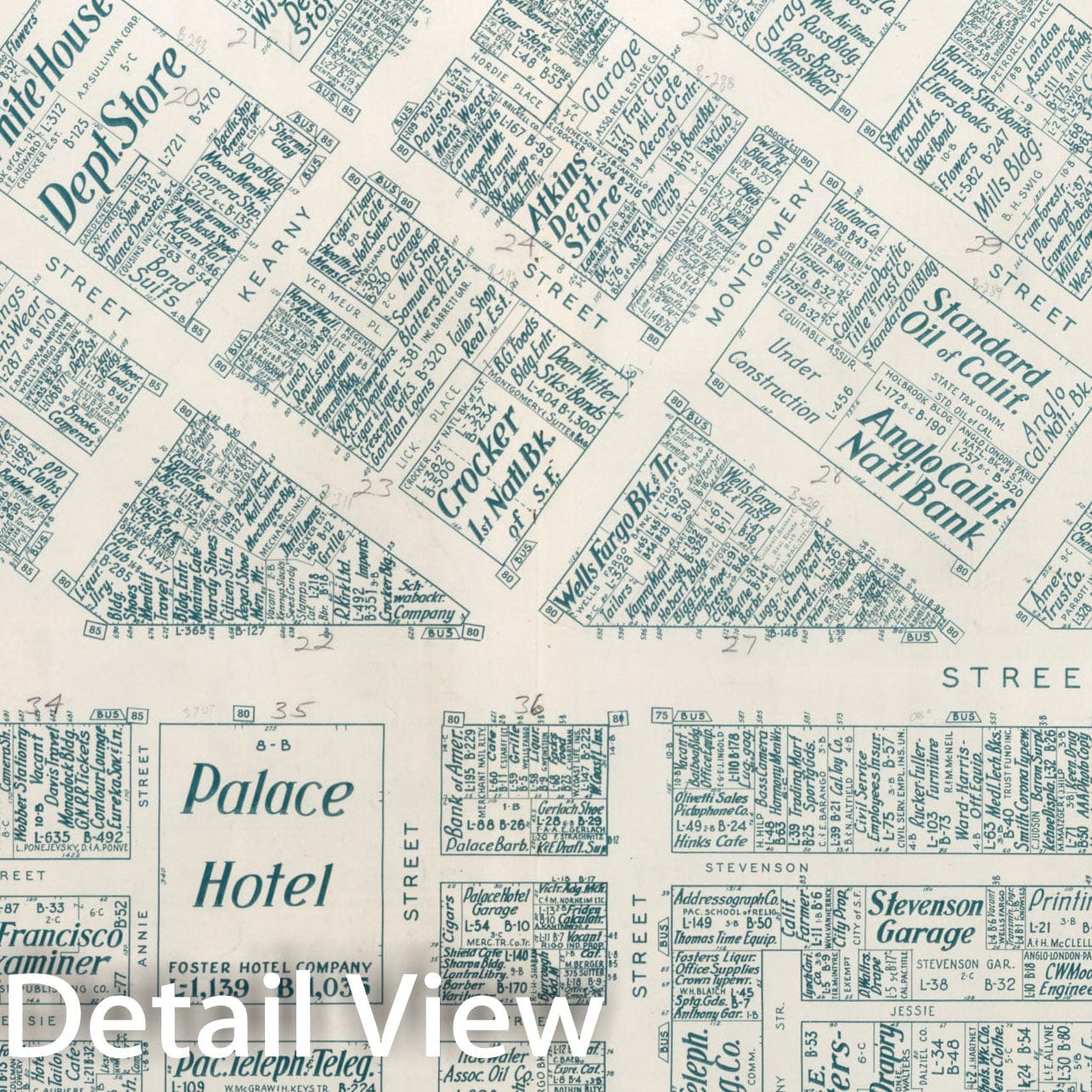 Map : Business Section, City of San Francisco (California). Sheet one of 2, Vintage Wall Decor