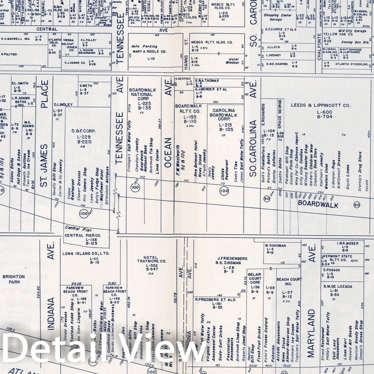 Historic Map : Business Section, City of Atlantic City (New Jersey)., 1947, Vintage Wall Decor