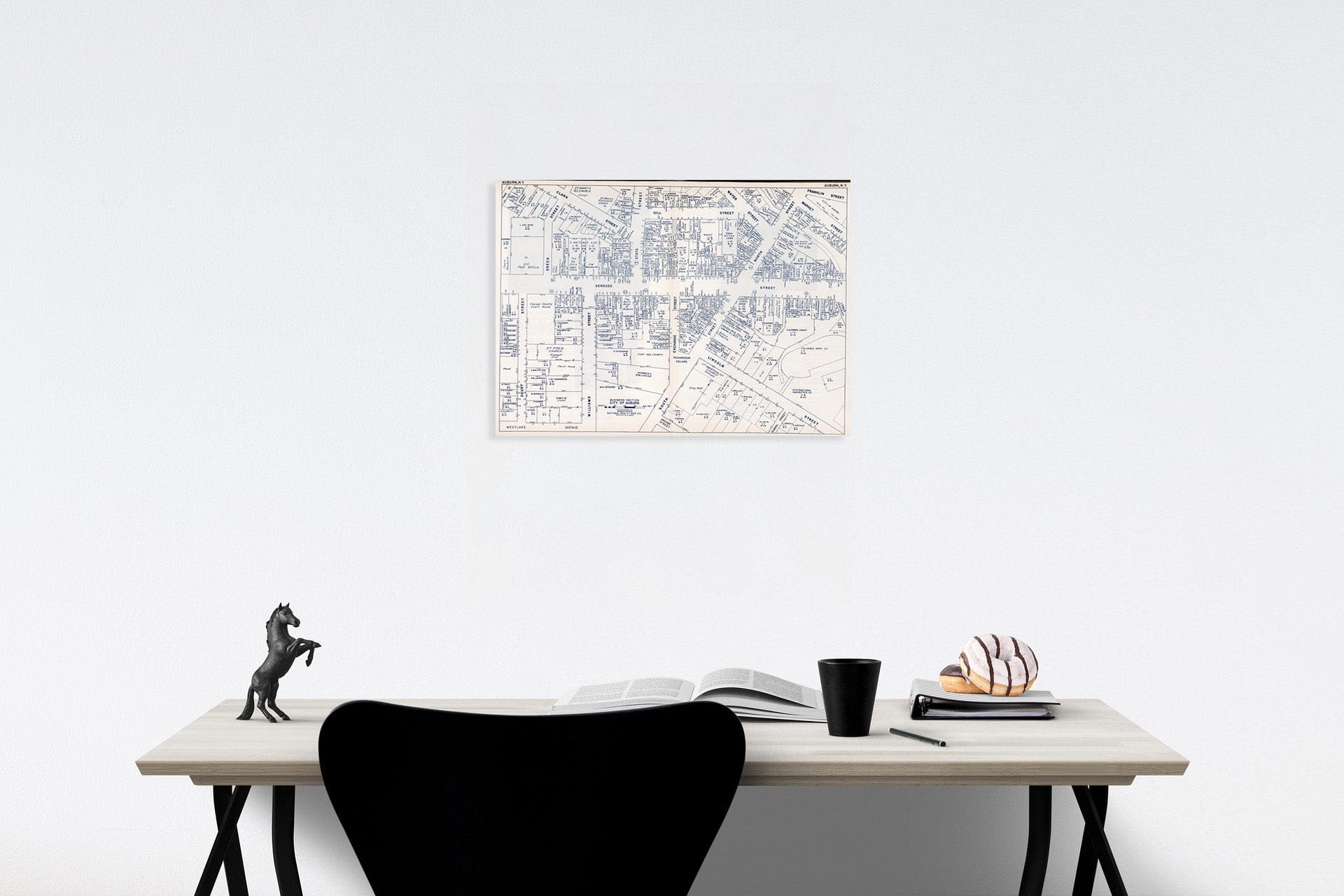 Historic Map : Business Section, City of Auburn (New York)., 1947, Vintage Wall Decor