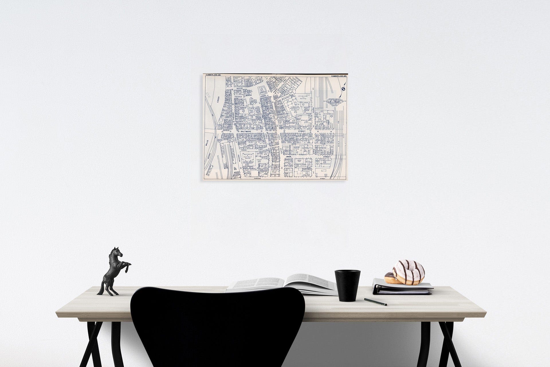 Historic Map : Business Section, City of Cumberland (Maryland)., 1947, Vintage Wall Decor
