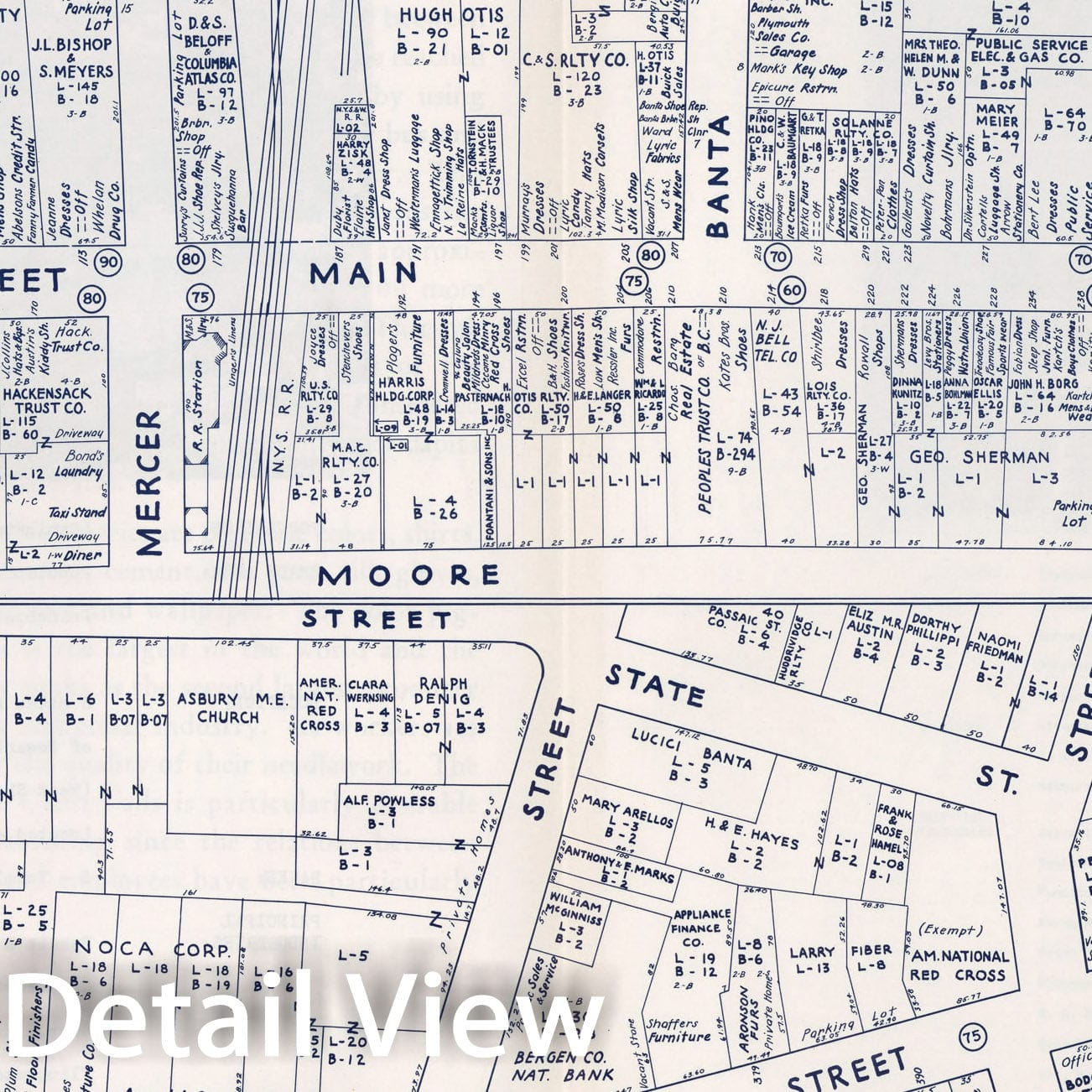 Historic Map : Business Section, City of Hackensack (New Jersey)., 1947, Vintage Wall Decor