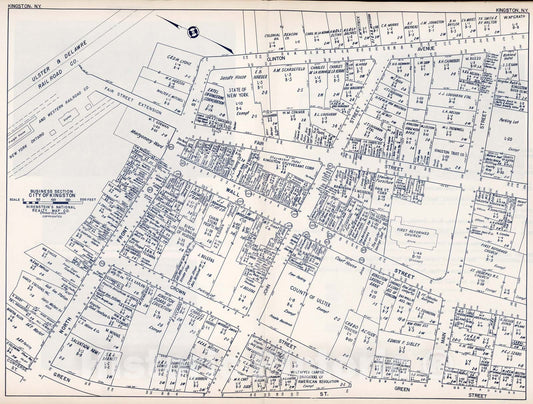 Historic Map : Business Section, City of Kingston (New York)., 1947, Vintage Wall Decor