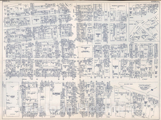 Historic Map : Business Section, City of Newark (New Jersey)., 1947, Vintage Wall Decor